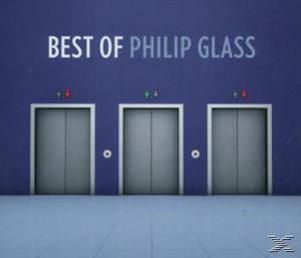 Albumcover mit drei Aufzugstüren. Der Titel lautet 'Best of Philip Glass'.
