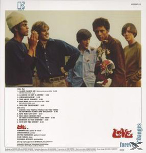 Albumcover mit einer Band von fünf Männern. Text enthält Songtitel und Albumname.