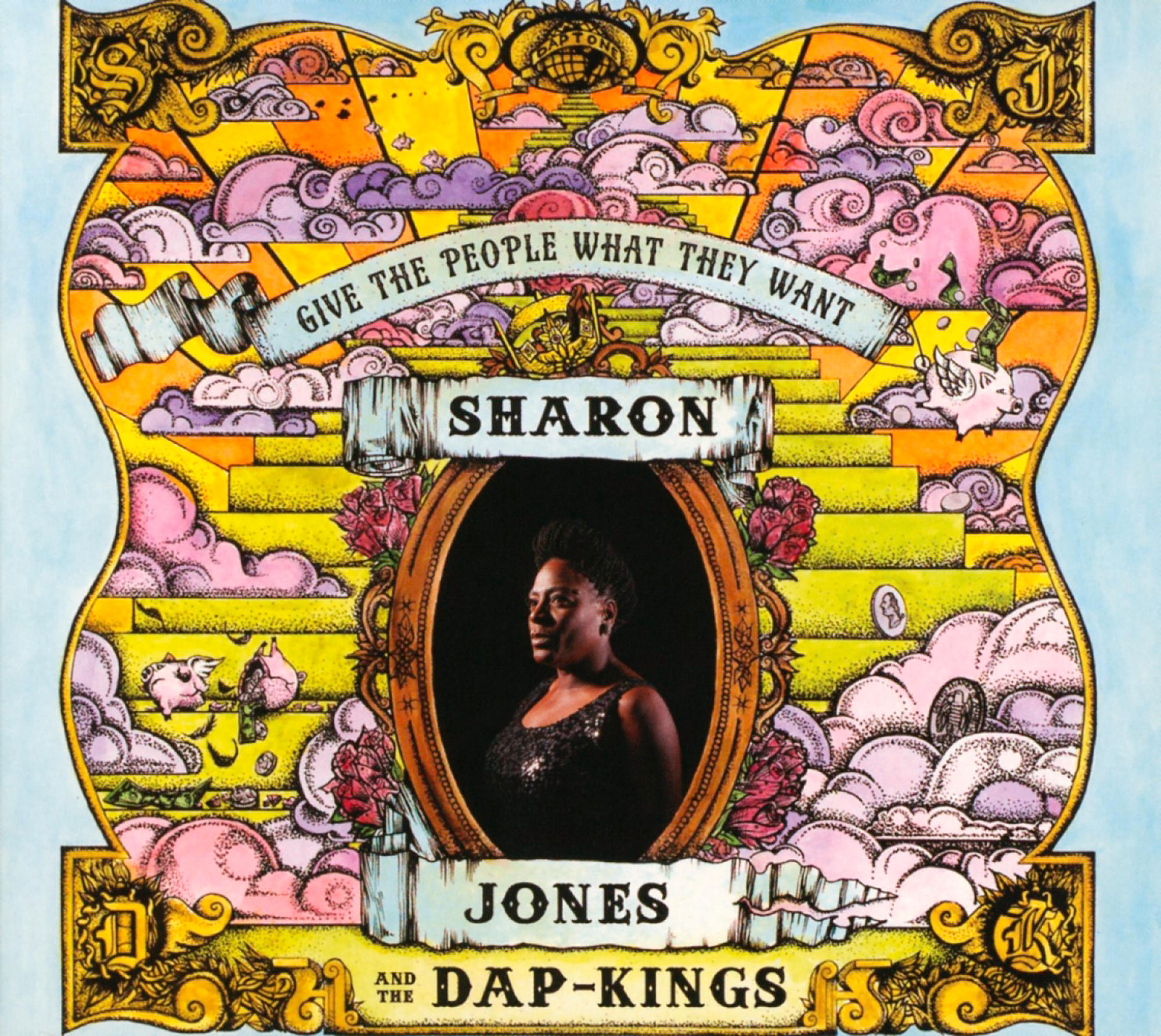 Albumcover. Eine Frau in einem Rahmen. Der Text lautet Give the People What They Want.