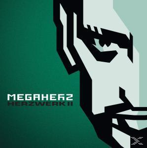 Albumcover mit geometrischem Gesichtsdesign auf grünem Hintergrund, weißer Text.