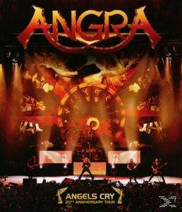 Angra Konzertplakat. Bühne mit Band, großem Hintergrundbildschirm und Publikum. Text: Angels Cry 20th Anniversary Tour.