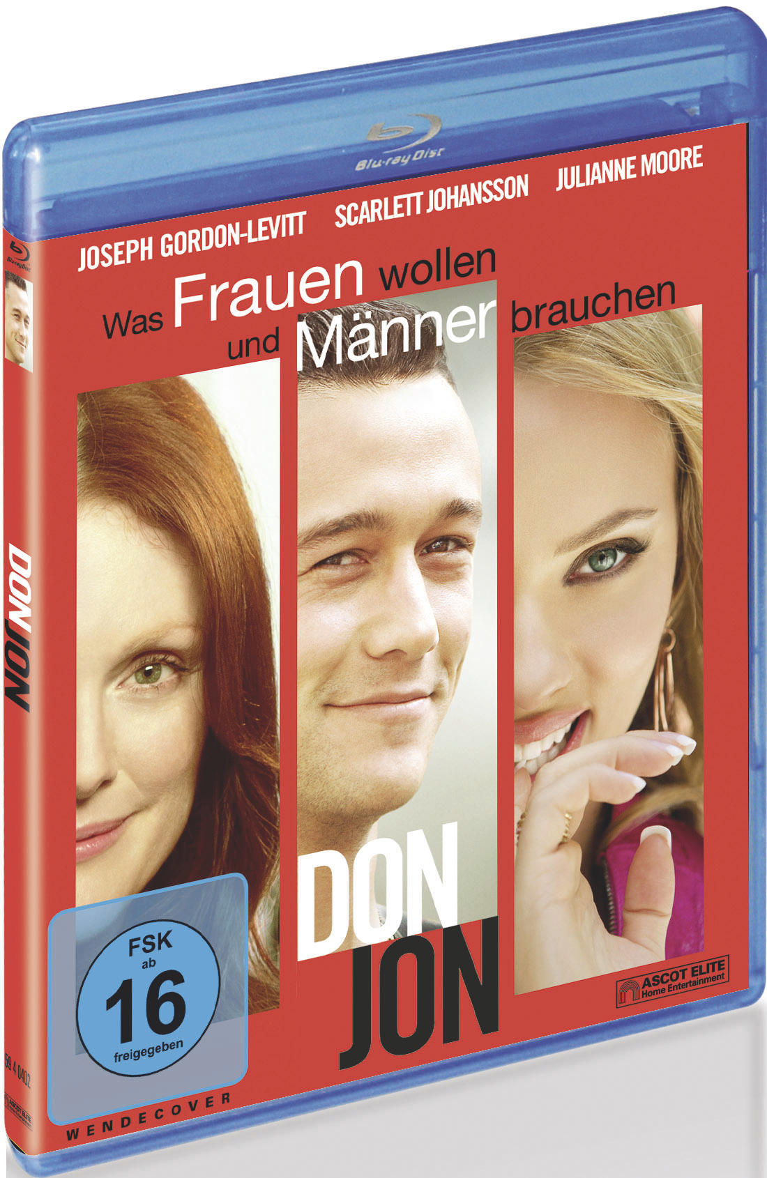 Filmcover, Don Jon. Gesichter von Joseph Gordon-Levitt, Scarlett Johansson und Julianne Moore.