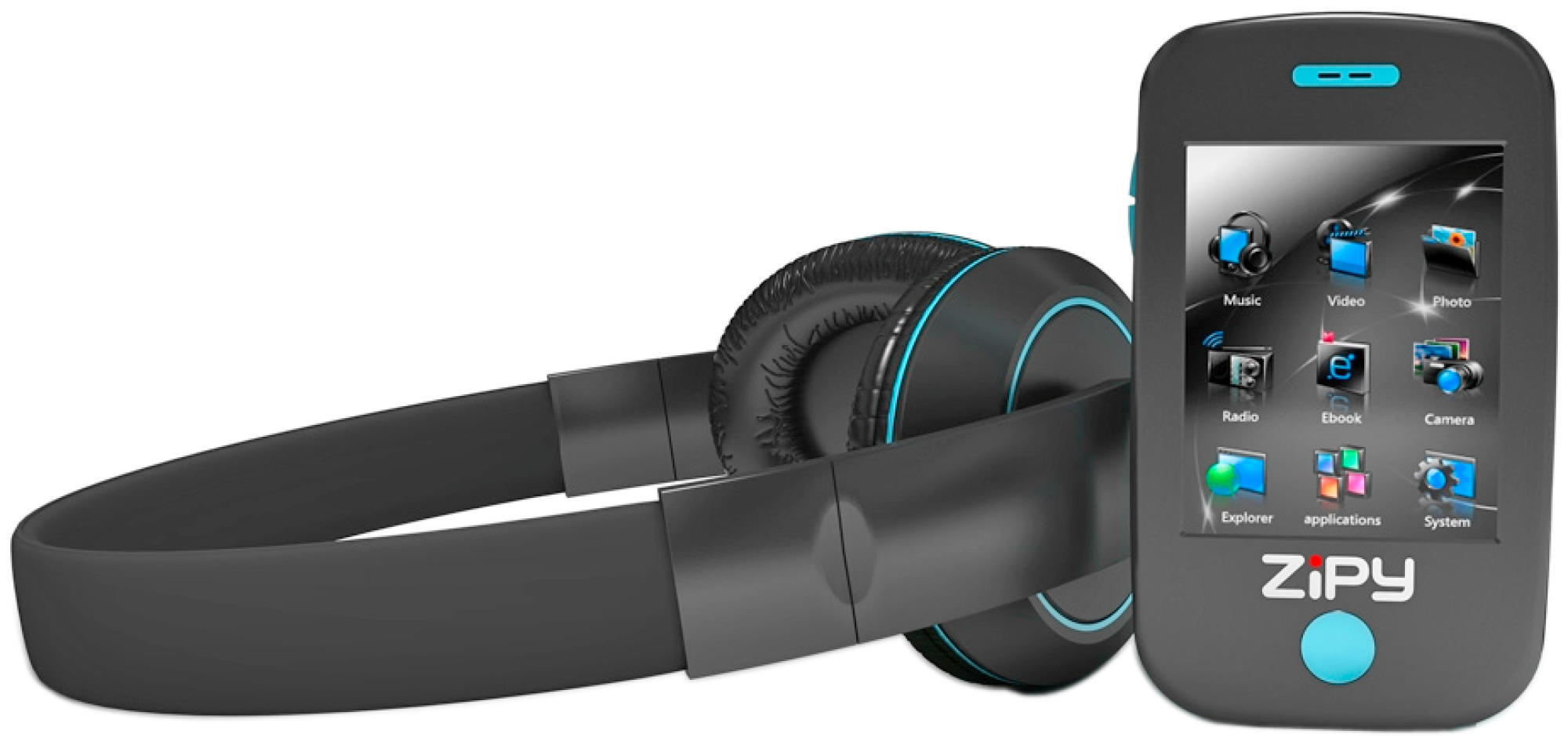 Reproductor MP5 con auriculares - Zipy Albatros, Azul, 4Gb, Pantalla táctil