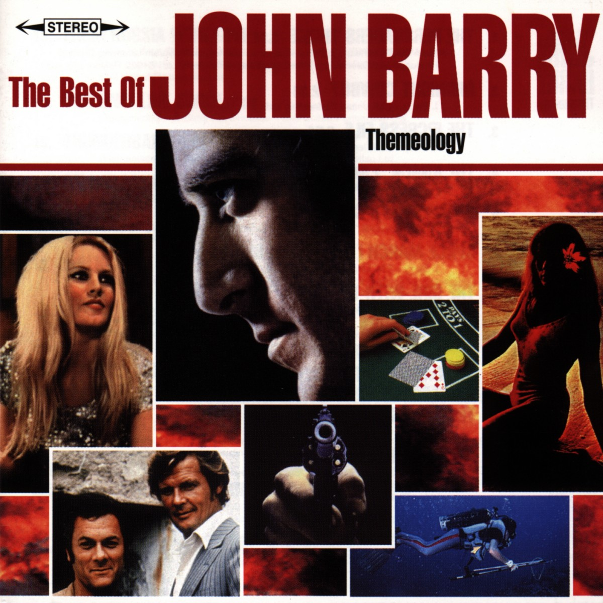 Albumcover mit verschiedenen Bildern, mit dem Gesicht eines Mannes und Szenen aus einem Film.