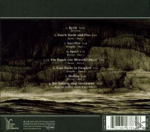 Albumcover: Dunkler Hintergrund mit Wasser, Text und Barcode. Songtitel sind sichtbar.