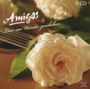 Albumcover mit weißen Rosen und dem Wort 'Amigos'. Im Hintergrund ist eine Gitarre zu sehen.