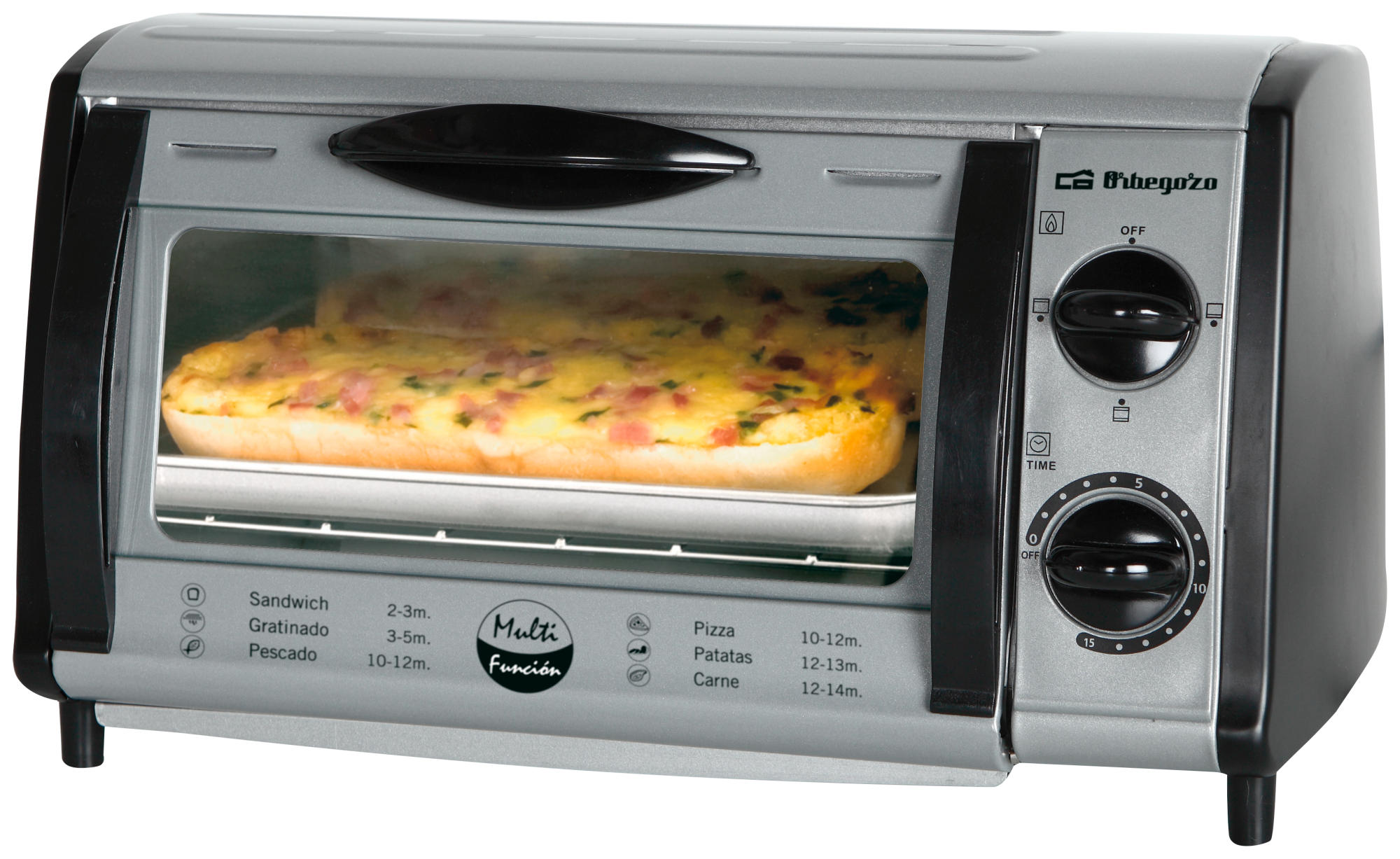 Mini horno - Orbegozo HO 810 Potencia 800W, Capacidad 8L, Temporizador de 15 minutos