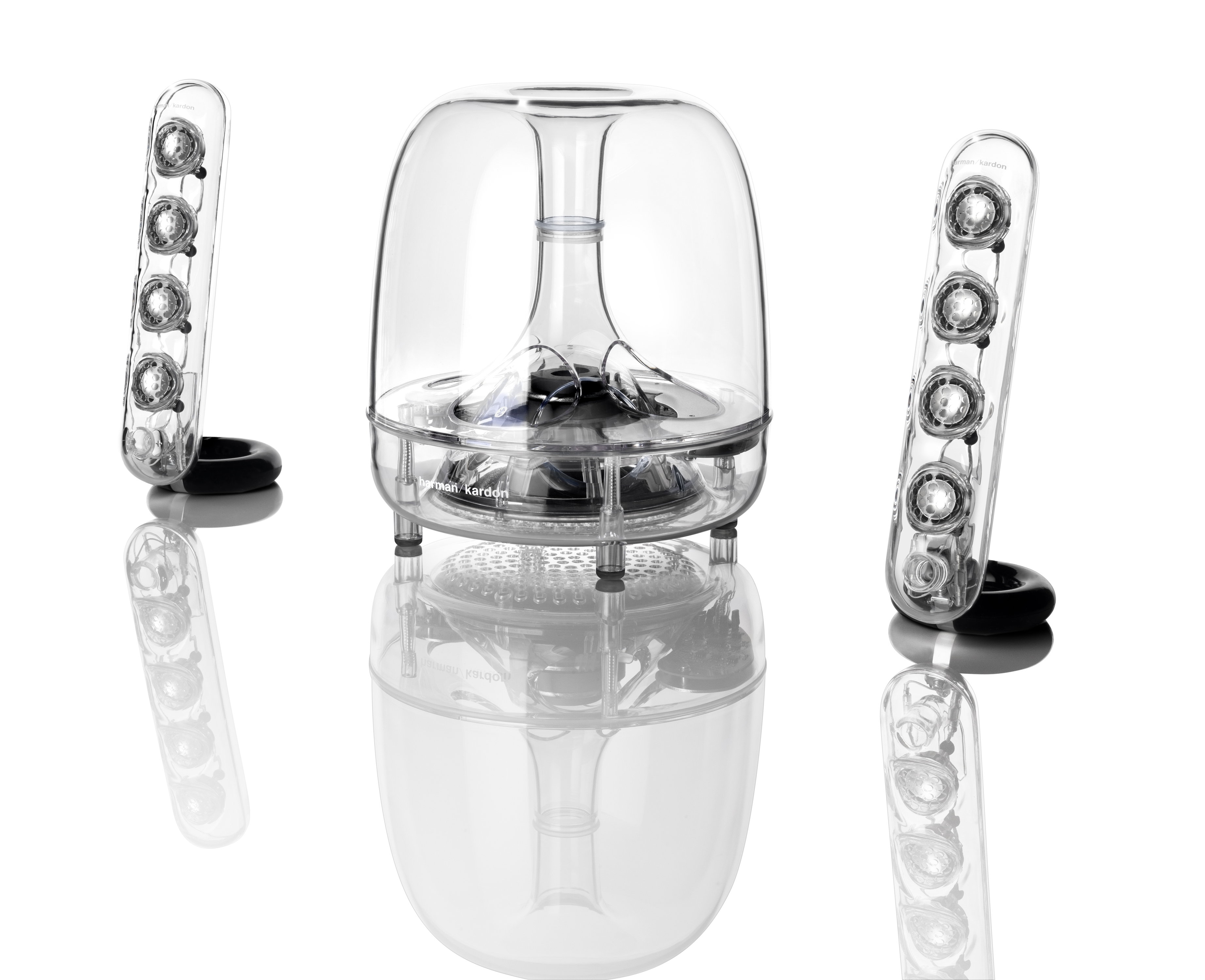 HARMAN KARDON SoundSticks Wireless 2.1-Lautsprechersystem (Aktives 2.1-Lautsprechersystem, Transparent