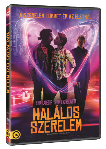 DVD borító: Halálos Szerelem, egy pár csókolózik neon szívvel, fegyveres férfi.