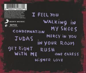 Depeche Mode Album-Rückseite. Titelliste in weißer Schrift auf dunkelviolettem Hintergrund.