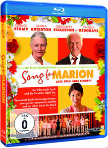 Blu-ray-Cover für 'Song for Marion' mit zwei älteren Leuten und einem Chor auf dem Cover.