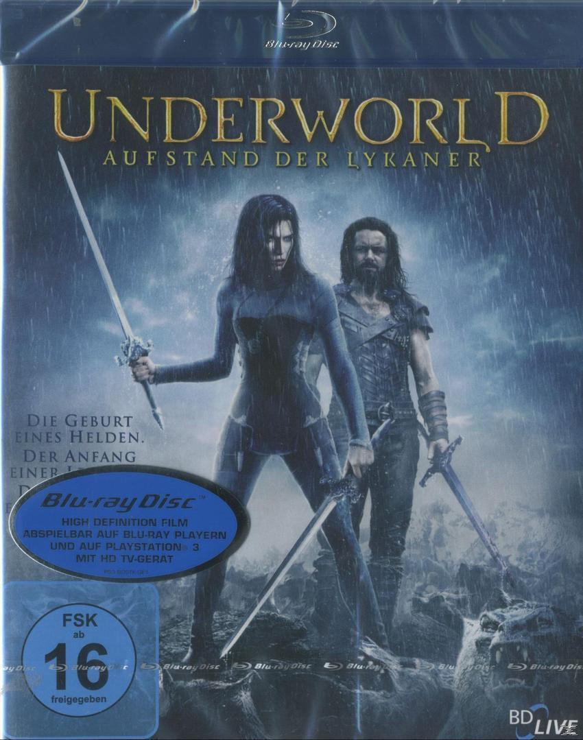 Underworld Blu-ray Cover. Zwei Personen mit Schwertern in einer regnerischen Umgebung.