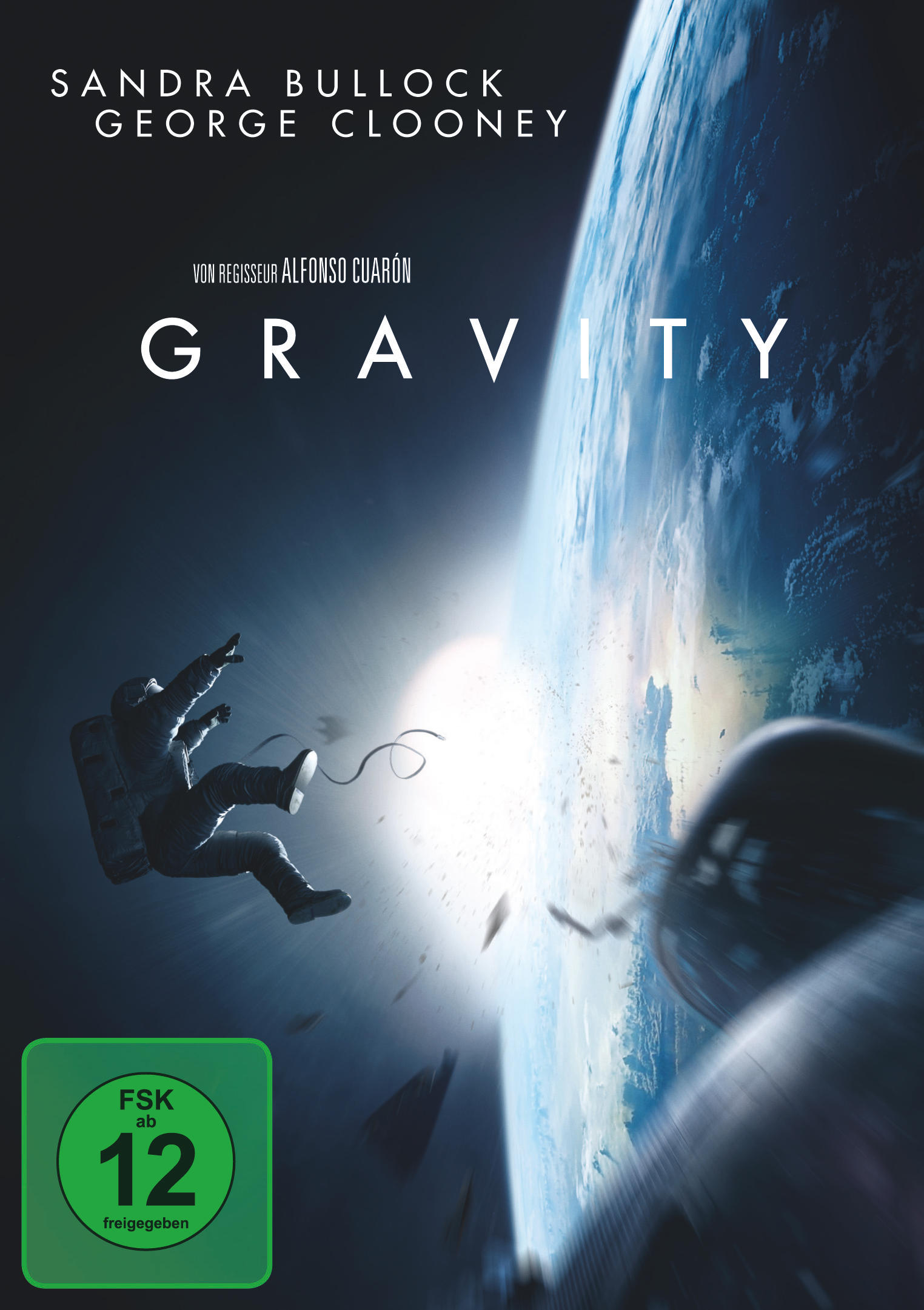 Filmcover: Astronaut im Weltraum, Erde im Hintergrund. Titel: Gravity, Schauspieler gelistet.