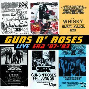 Guns N' Roses-Poster, Live-Shows. Collage aus Postern mit Bandfotos und Showterminen.