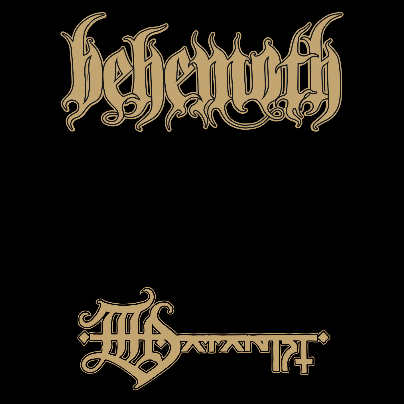 Albumcover mit goldenem Behemoth-Logo, schwarzer Hintergrund.