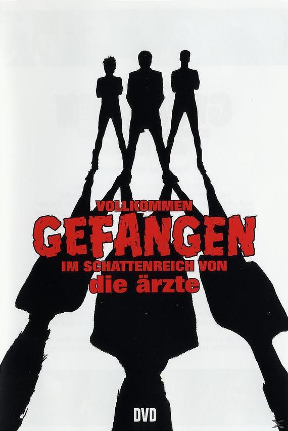 DVD-Cover: Silhouetten von drei Männern vor rotem Text 'Gefangen'. Weißer Hintergrund.
