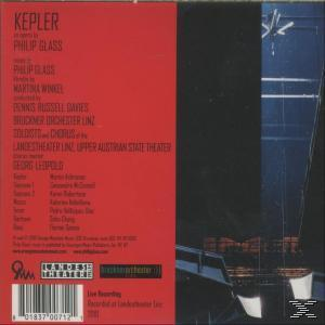 Kepler Albumcover. Roter Einband mit Text, schwarzer Hintergrund und Blick auf eine Stadt aus einem Fenster.