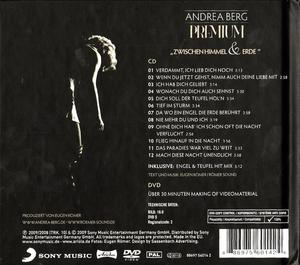 CD-Cover. Eine Silhouette einer Frau, Text: 'Zwischen Himmel & Erde' von Andrea Berg, schwarzer Hintergrund.