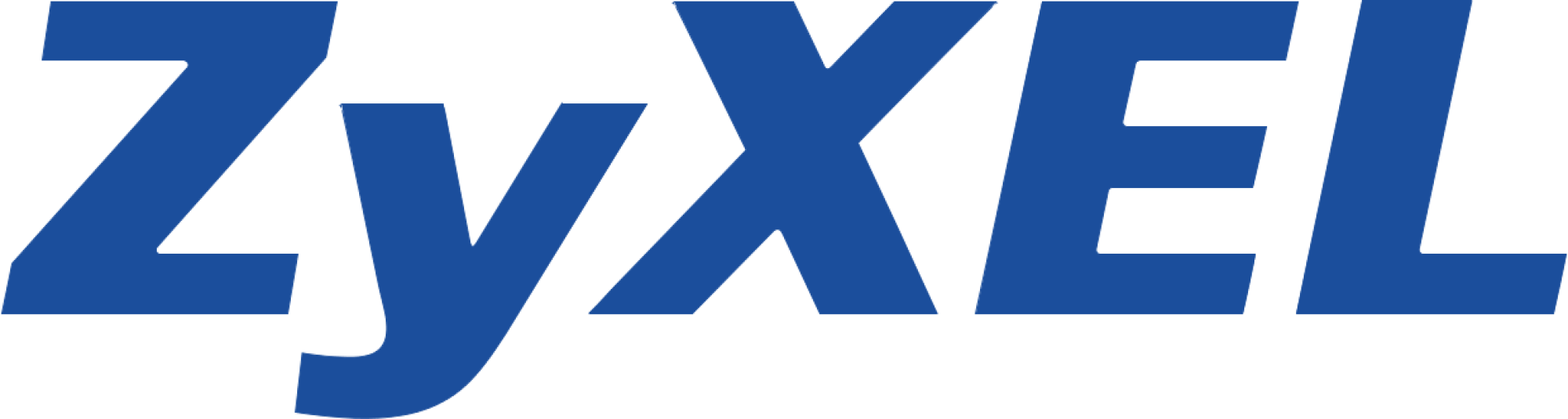 Das Zyxel-Logo. Blauer Text auf schwarzem Hintergrund. Das Wort Zyxel ist in fetter serifenloser Schrift.