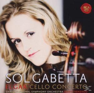 Albumcover mit einer Frau mit blonden Haaren, die ein Cello hält. Der Titel lautet Sol Gabetta und Elgar.