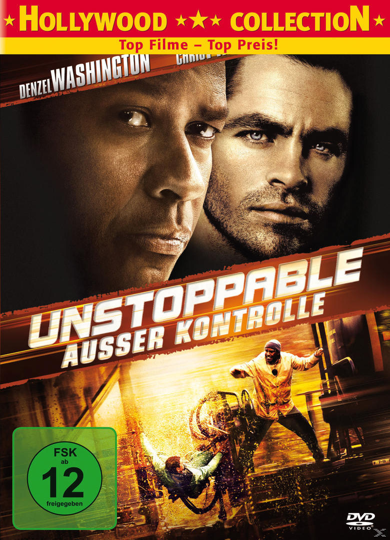 Filmposter, Unstoppable, Denzel Washington und Chris Pine, Szene im Zug.