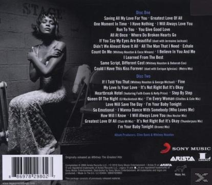 Rückseite einer CD mit Whitney Houston. Enthält eine Liste der Songs und ein Foto von Whitney.