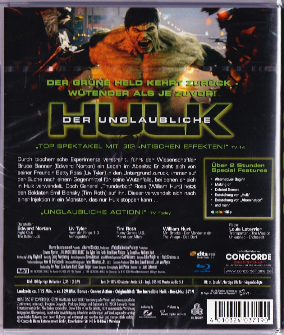 Blu-ray Hulk unglaubliche (ungeschnittene Der US-Kino-Version)