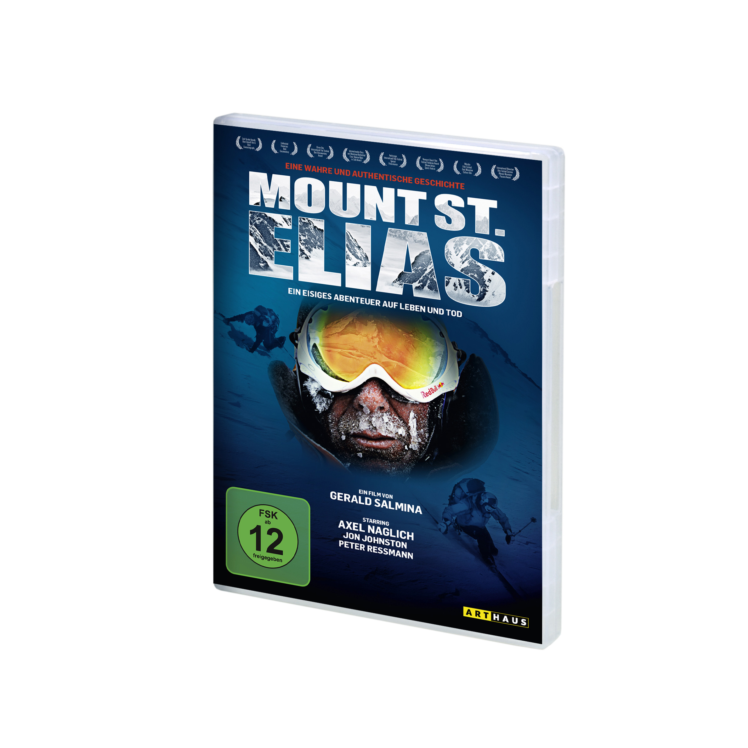 DVD-Hülle; Ein Mann mit Brille, verschneiter Berg und Text: Mount St. Elias, ein Eisabenteuer.