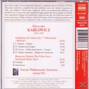 CD-Hülle mit rotem Rücken, weißer Text. Listet Komponisten Mieczysław Karłowicz, Symphonie-Details, Spielzeit 62:32 und Warschauer Philharmoniker.