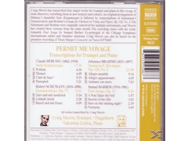 Thumbnail - MORRIS,CRAIG & LISITSA,VALENTINA - Permit Me Voyage-Transkriptionen F.Trompete (CD)