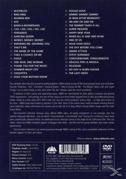 DVD-Rückseite mit Tracklist. Text: The Essential Collection, ABBA.