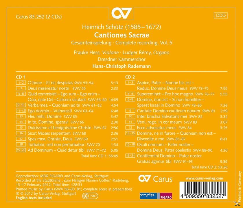 Dresdner Kammerchor, Hans-Christoph Rademann - Cantiones Sacrae  - (CD)