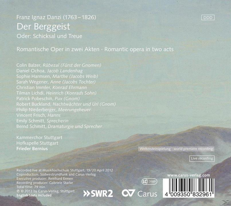 Frieder Bernius, Colin Balzer, Daniel Ochoa, Sarah Wegener, Kammerchor Stuttgart - Der Berggeist  - (CD)