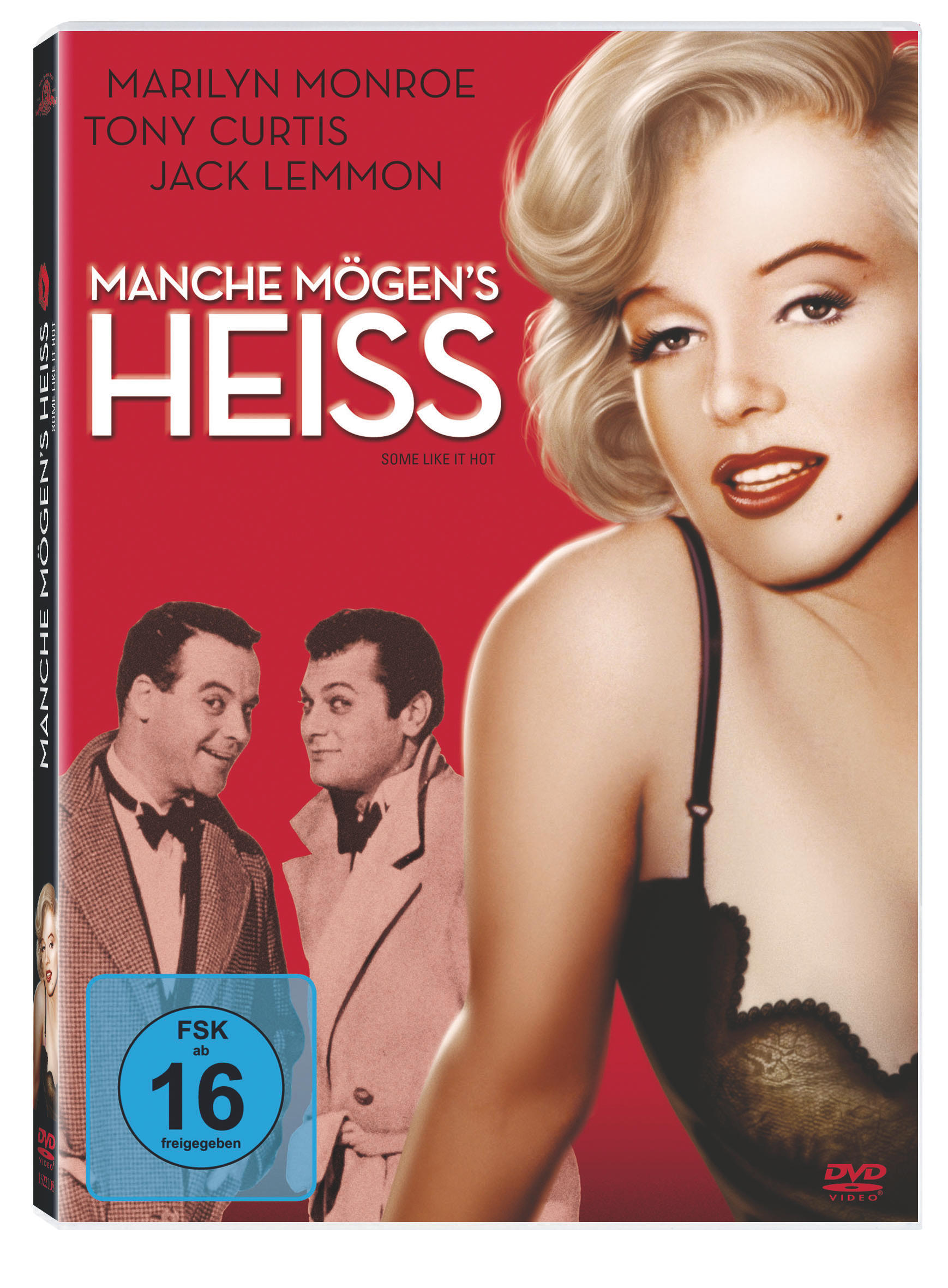 DVD-Cover. Marilyn Monroe und zwei Männer in Anzügen sind auf dem Cover.