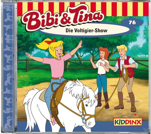 CD-Cover von Bibi & Tina. Ein Mädchen auf einem weißen Pferd, zwei andere Kinder und eine grüne Wiese.