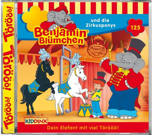 Albumcover: Benjamin Blümchen und die Zirkusponys, mit Cartoon-Elefant und Pferden.