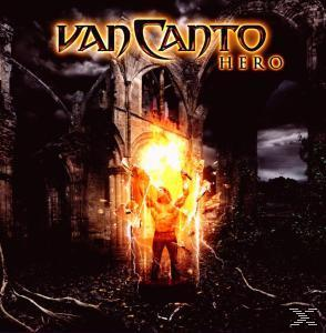 Albumcover für 'Van Canto Hero'. Eine Figur ist vor einem gotischen Torbogen in Flammen gehüllt.