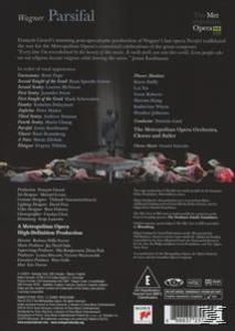 DVD-Rückseite: Besetzung und Credits für 'Parsifal' von Wagner, mit dunklem Hintergrund.