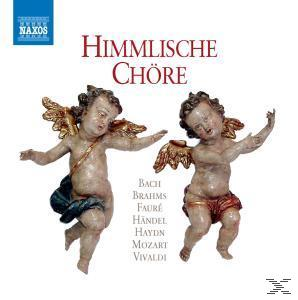 CD-Cover mit zwei Engeln mit Flügeln, Titel 'Himmlische Chöre' über den Komponistennamen. Weißer Hintergrund.