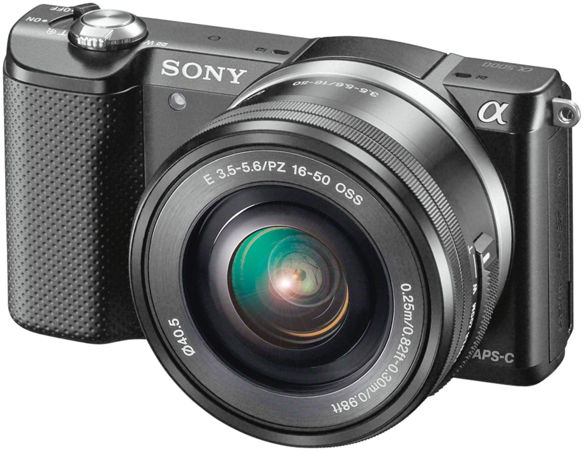 Cámara Evil - Sony ILCE 5000LB, 20.1 Mpx, WiFi, NFC, Vídeos Full HD, objetivo 16-50 mm, Negro