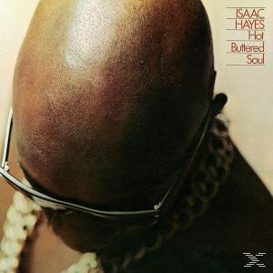 Az album borítója egy kopasz fej közeli képét mutatja, szemüveggel. Az album címe: 'Hot Buttered Soul'.
