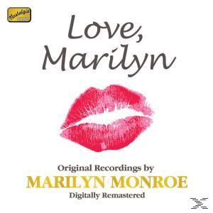 Albumcover. Rote Lippen, Text: Love, Marilyn. Text: Originalaufnahmen von Marilyn Monroe.