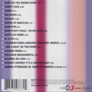 Rückseite einer CD mit Titellisten, einem Logo und einem Barcode auf farbenfrohem Hintergrund.