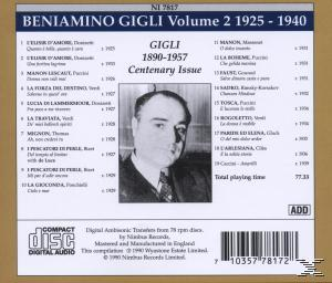 Gigli Benjamino, Benjamino/various Gigli - Gigli Vol.2 1925-1940  - (CD)