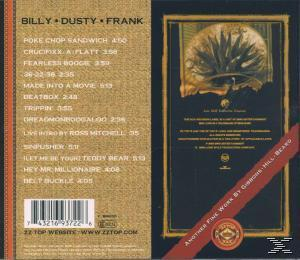 CD-Cover des ZZ Top Albums, mit Titelliste und Totenkopf-Kunst.