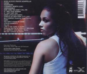 Rückseite des Albums 'Unplugged' von Alicia Keys mit Porträt.