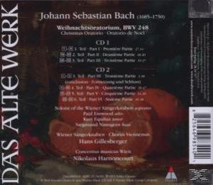 Album-Rückseite. Titelliste und Credits. Künstler: Johann Sebastian Bach. Oratorium. Orangen im Hintergrund.