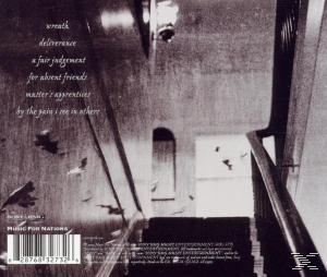Schwarz-Weiß-Foto einer Treppe und einer Liste von Songtiteln.
