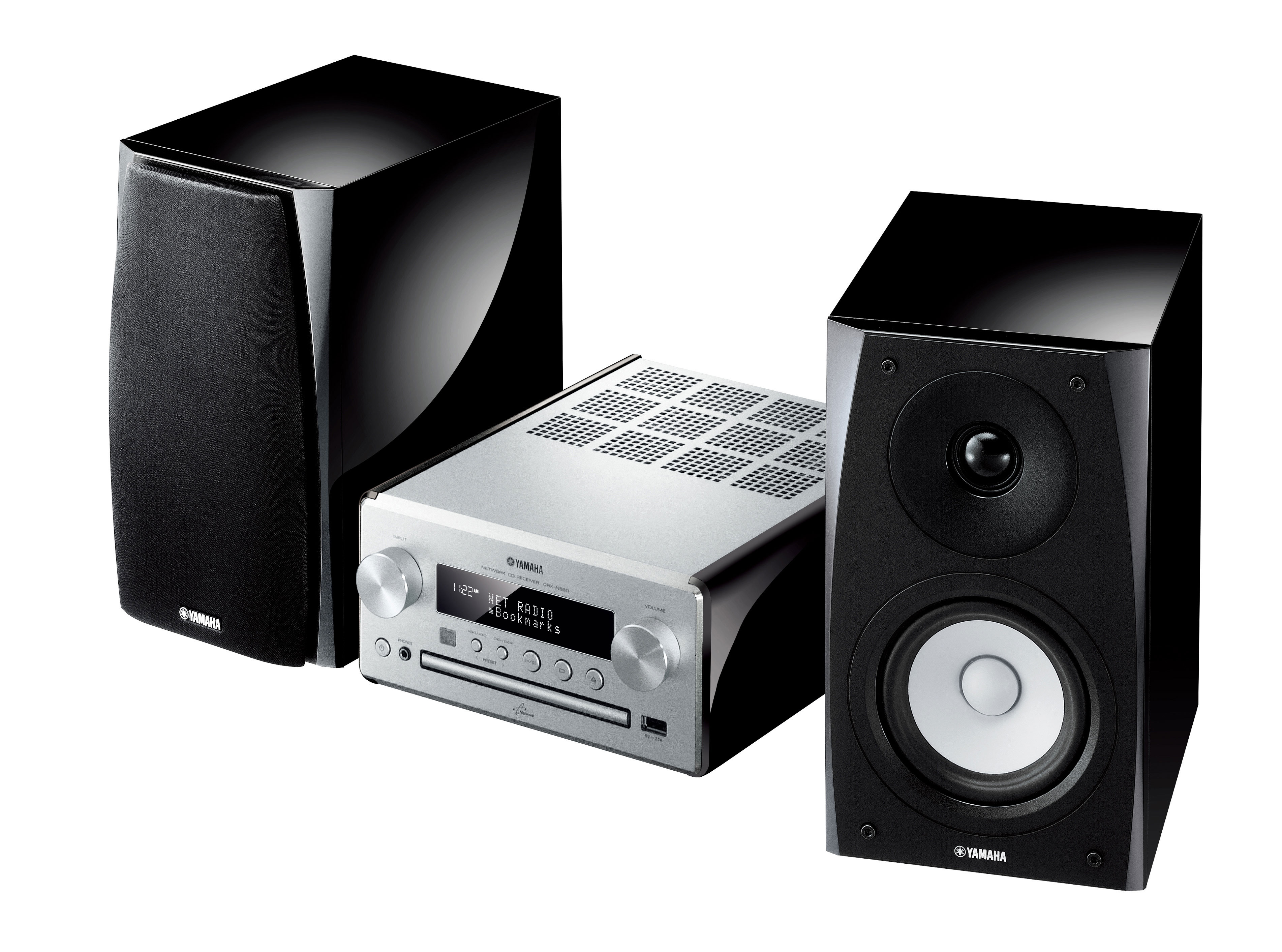 YAMAHA MCR-N560 Kompaktanlage (iPod Steuerung, Silber/Pianoschwarz)
