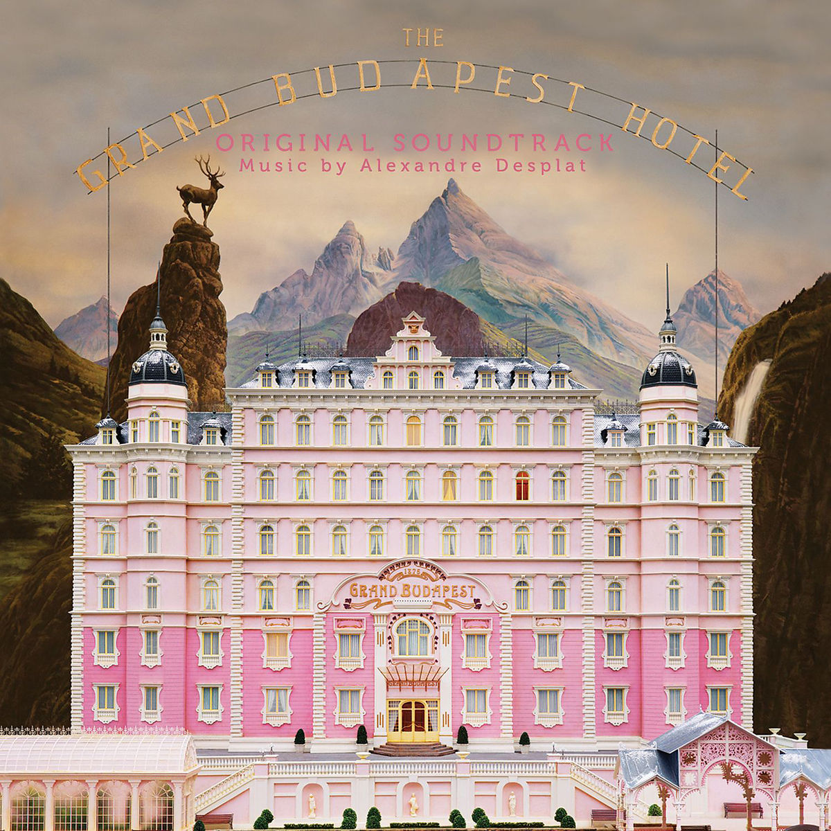 Pinkes Hotel, Berggrund. The Grand Budapest Hotel Filmplakat.